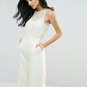 NWT Little Mistress Crochet Lace Culotte Jumpsuit